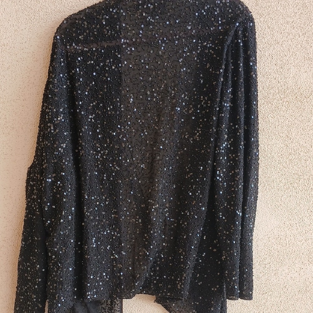 Alex Kim VtG Evenings Black Textured Open-Front Cardigan - Picture 4 of 4